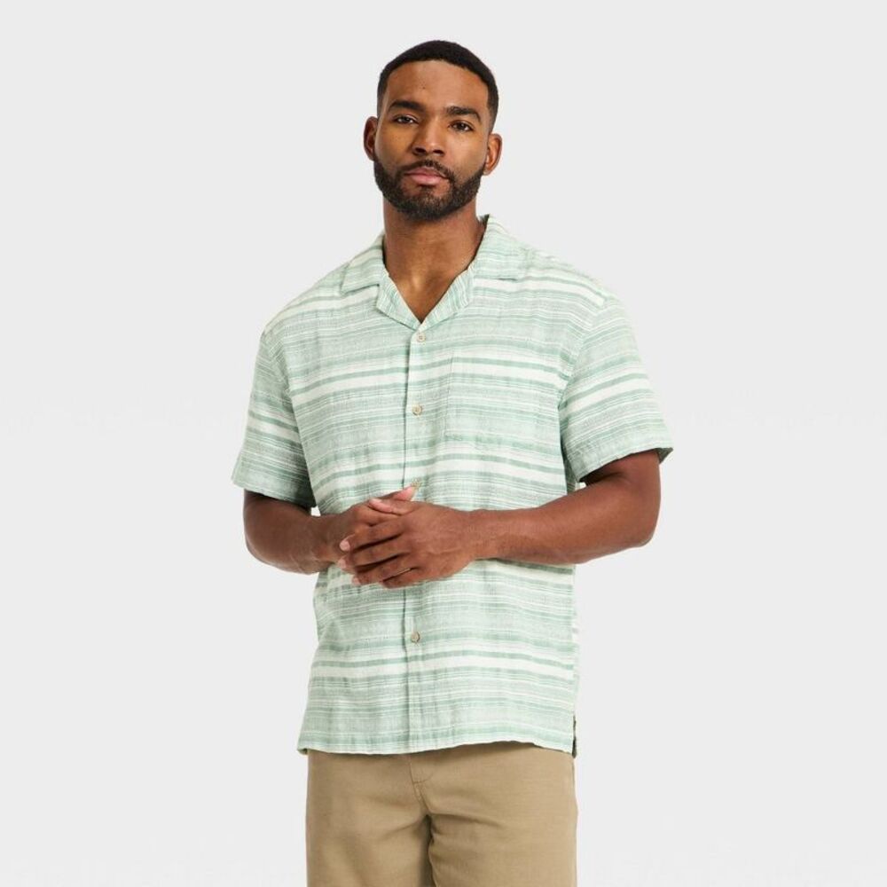 Goodfellow & Co - Men's Short Sleeve Camp Shirt - Goodfellow & Co Gr Green